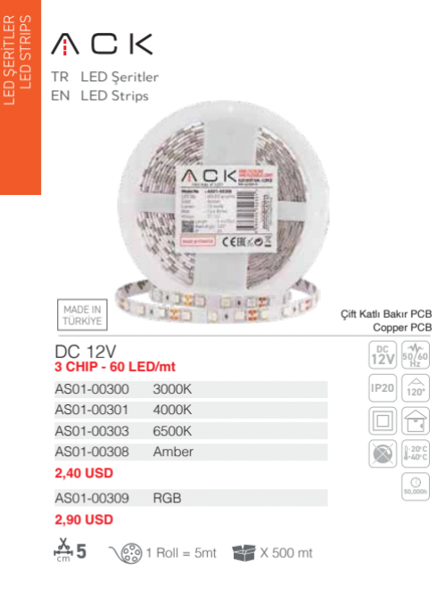 ACK 3ÇİP ŞERİT LED 